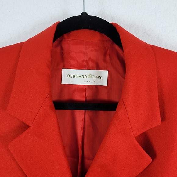 Vtg Bernard Zins Paris Women's Sz 8 Red Cashmere Wool Blazer Jacket Old Money - Picture 3 of 16